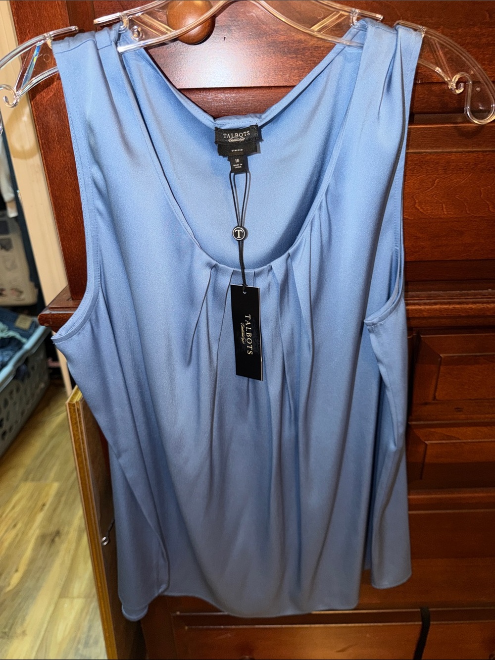Talbots Light Blue Sleeveless Pleat-Front Camisole